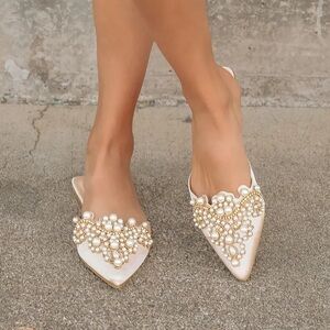 Lace and pearl flats size 36 or 6.5